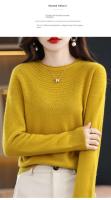 100% suéter de punto de lana Merino Otoño/Invierno 2024 nuevo jersey de cuello redondo para mujer Top hueco 11 colores abrigo versátil NJR1107 - details 21
