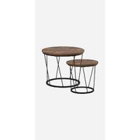 Redonda, Juego de 2 Mesas auxiliares, Juego de Mesas Auxiliares con Estructura de Metal, Pequeña Mesa Auxiliar para Sala de Estar, Dormitorio, Oficina, Blanco CT18703W - details 8