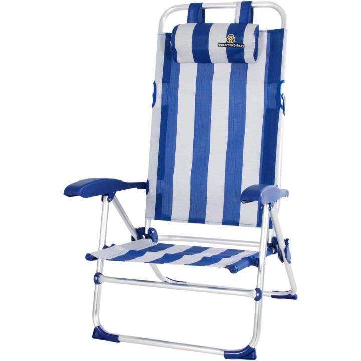 QUALITY MARK MARCAS DE CALIDAD - Bio 12009 Silla de Playa Plegable con reposabrazos y 9 Posiciones (Marinera)