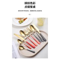 Vajilla de acero inoxidable para cocina, juego de tenedor, cuchara, cuchillo, cubiertos negros, 16 piezas - details 4
