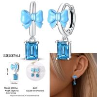 Pendientes de plata con borlas de copos de nieve azules y diamantes, lazo rojo para mujer, joyería creativa, regalos temáticos navideños - details 8