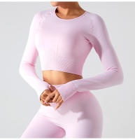 Nueva camiseta deportiva sin costuras de manga larga para mujer, Top de Yoga de secado rápido, ropa ajustada para correr y Fitness - details 13
