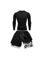 Traje de compresión para hombre, traje deportivo de secado rápido, pantalones cortos ajustados de manga corta de Anime de doble capa para verano - details 10