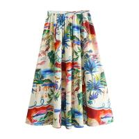 BUNO-novedad de verano, producto, camisa de manga corta estampada a la moda para mujer, conjunto informal de media falda por debajo de la rodilla de cintura alta - details 6