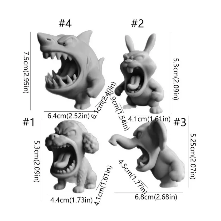 Estatua de Animal con estampado 3D de rugido en ira, conejo, tiburón, elefante, estatuilla de perro realista, modelo de Animal de dibujos animados, adorno - 1