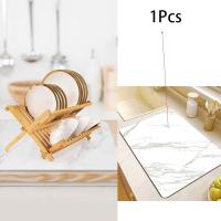 Alfombrilla de secado de platos blanca, esterilla de piedra antideslizante superabsorbente, tecnología de secado rápido, 1 piezas - details 2