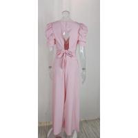 Vestido Elegante de Mujer de Cintura Alta con Cuello en V Color Sólido Verano Otoño - details 10