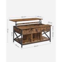 Mesa de Central con Tablero Elevable Estilo Rústico Marrón y Negro Ideal para Dormitorio con Espacio Abierto y Oculto Forma de X - details 2