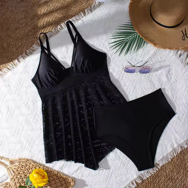 Nuevo traje de baño de playa conservador de talla grande dividido de dos piezas para mujer - 1