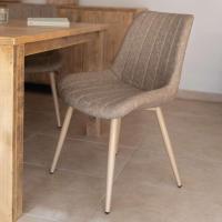 Juego de Sillas de Comedor ENA Latte Estilo Nórdico Vintage Asiento Acolchado, Respaldo Ergonómico, Diseño Elegante Color Beige Oscuro - details 1