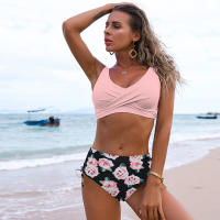 Bikini push-up para mujer, traje de baño sexy de color sólido, traje de baño con costillas laterales, ropa de playa estampada - details 16