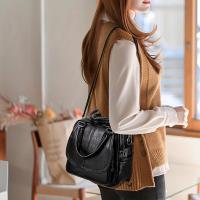 Hombro vintage para mujer - Correa estable, múltiples compartimentos, cierre de cremallera, sintético, negro/rojo/verde/beige, bolso compacto - details 6