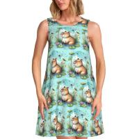 Bolsillos ocasionales del vestido de tirantes sin mangas de las mujeres frescas de encargo de Capybara para el vestido de la playa del viaje - details 159