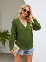 Cárdigans ahuecados para mujer, prendas de punto con parte delantera abierta, suéter con botones, cárdigan de punto con cuello en V, abrigo de moda, nuevo - details 4