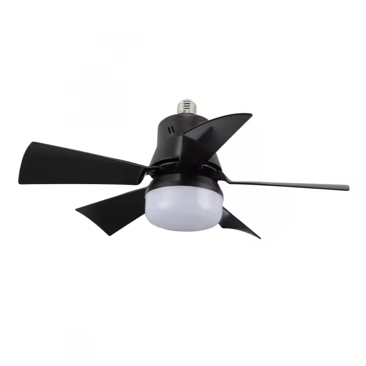 Negro Ventilador de Techo con Bombilla E26 Iluminado - Luz de Ventilador con Casquillo Pequeño - Color Regulable - Para Salón, Dormitorio, Baño - 1