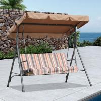 Columpio de Jardín de Metal con Parasol 3 Sillas, Cojín y Techo Ajustable 240kg 169x110x151cm - details 32
