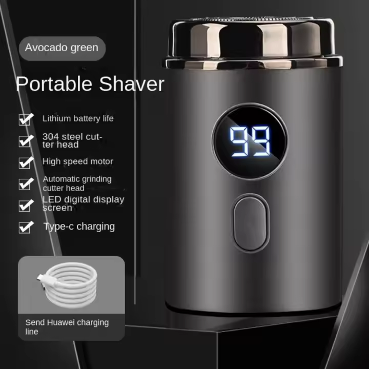 Maquinilla de afeitar para hombres, maquinilla de afeitar eléctrica recargable con pantalla digital en forma de C, mini viaje portátil inteligente. - 1