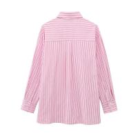 Camisa de manga larga a rayas holgada y cómoda 2025 con solapa informal versátil, nueva moda femenina de verano - details 2