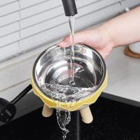 Cuenco de agua para comida de gato con forma de cáscara de huevo, antideslizante, antivómitos, de acero inoxidable, antivuelco con soporte - details 1