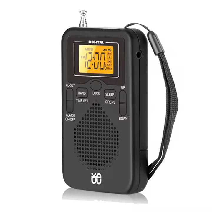 Radio portátil Mini AM FM, Radio Meteorológica de bolsillo, pantalla LCD, reloj despertador Digital, reproductor de Radio - 1