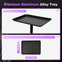 Bandeja de aluminio con ruedas para salón de belleza, carro con altura ajustable para tatuajes, SPA, 70-110CM - details 4