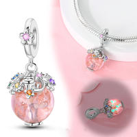 Encanto de Campo de Flores de Gato de Plata Esterlina 925 Cuentas de Circonio Cúbico para Joyería DIY - details 2