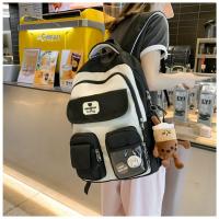 Nueva y bonita versión coreana de la mochila del campus ins para estudiantes femeninas de primaria y secundaria de gran capacidad, mochila ancha con correa para el hombro fuerte y duradera. - details 14