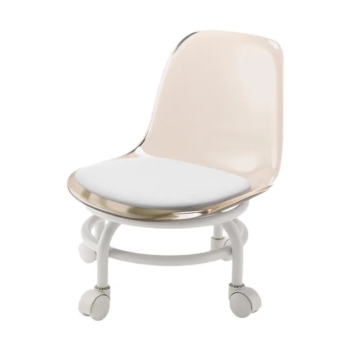 Taburete de Bares Pivotante con Espalda Bajo Rodillos para Limpieza de Peluquería - 1