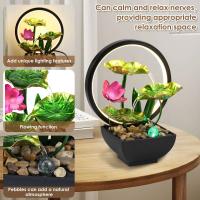 Fuente de mesa con luces LED circulares, adornos de agua, artesanía de fortuna de meditación para el hogar y la Oficina - details 1