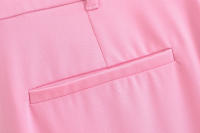 TRAFZA-Conjunto de 2 piezas rosa para mujer, chaqueta con solapa, manga larga, bolsillo, con cordones, Top + pantalones de pierna ancha con cremallera de cintura alta - details 25