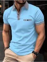 Gran venta de verano de polos de manga corta para hombre con botones a juego de color deportivo. - details 2
