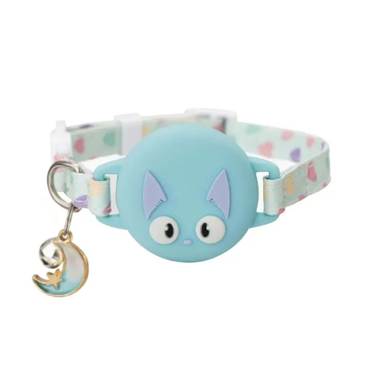 Collar de posicionamiento de gato con efecto luminoso, hebilla de seguridad de silicona, rastreador de ubicación de gato, cubierta protectora, patrón de gato - 1