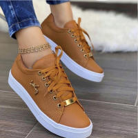 Zapatillas de deporte de cuero sintético para mujer, cómodas y a la moda, zapatos planos con plataforma transpirable, primavera y verano, - details 1