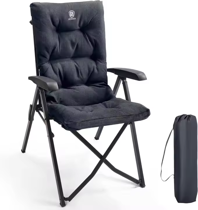Silla de Camping Plegable de Lujo Capacidad de 150 kg Tamaño Pequeño Silla de Jardín Acolchada con 4 Posiciones Silla de Pesca Ajustable para Balcón - 1