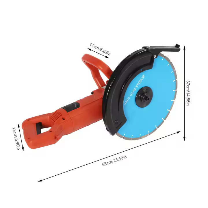Sierra para hormigón Sierra eléctrica para piedra con hoja de diamante de 35 cm 3800 rpm 3000 W, Sierra para hormigón húmedo/seco, Cortador de piedra para corte sin polvo, 65 x 37 cm - 1