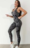 Levantamiento de cadera deportivo para fiesta de yoga teñido con lazo sin costuras, mono trasero de una pieza, mallas para mujer, ropa deportiva para gimnasio - details 17