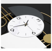 Reloj de Pared Dorado Reloj de Salón Grande Redondo 3D Reloj de Metal Silencioso Geométrico con Escala - details 1