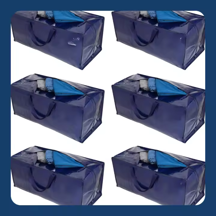 Pack de 6 Bolsas de Mudanza, Almacenamiento Extra Grande con Correas de Mochila, Cremalleras y Asas Resistentes, Bolsas de Lavandería para Guardar Ropa y Embalar (Azul, Pack de 6) - 1
