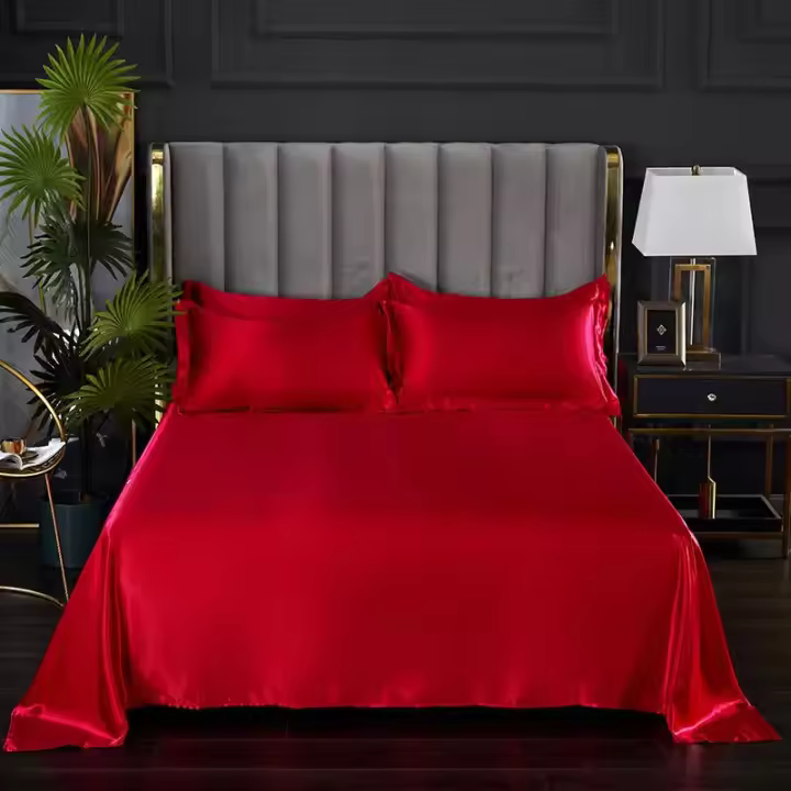 1 pc Bed Sheet for Summer Ice Cool Fabric Top Sheets Satin Smooth Flat Bed Sheet for Double Bedding (no pillowcase) - 1