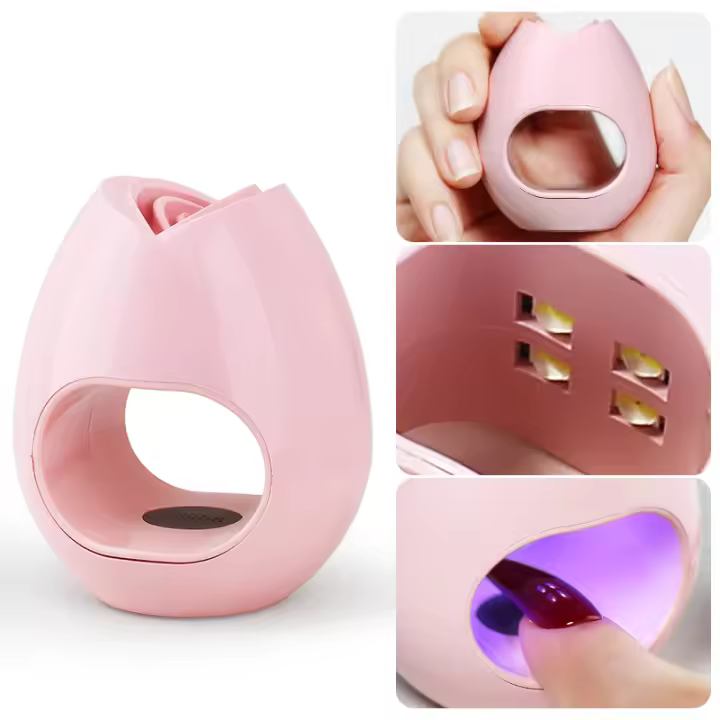 Mini lámpara de uñas de 8W, modos de sincronización Micro USB, práctico diseño de rosa, secado portátil para manicura, esmalte de Gel UV - 1
