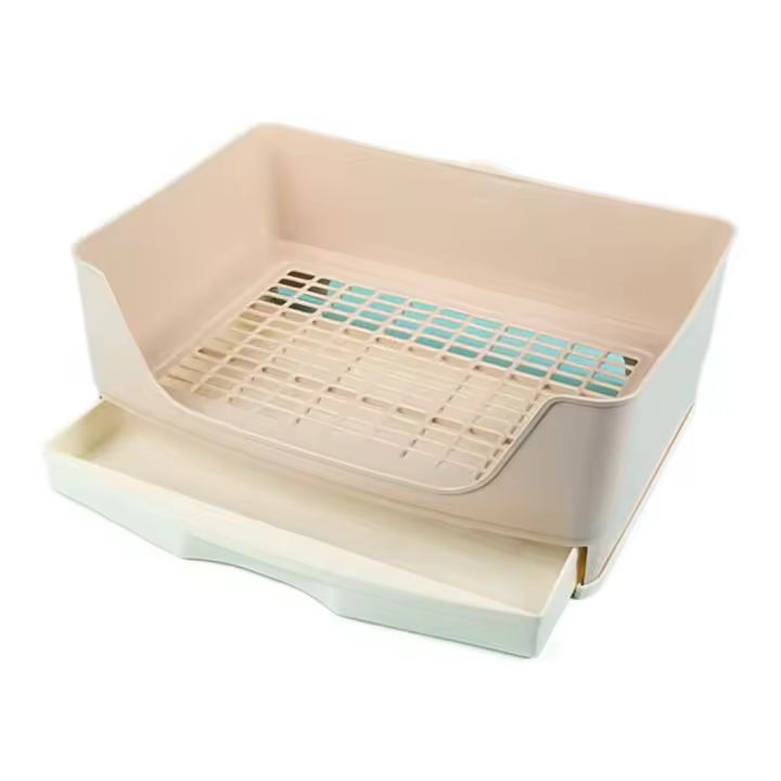 Caja de arena Rectangular para conejos con cajón, caja de inodoro de esquina de conejo de plástico extraíble, almohadilla de entrenamiento de inodoro para mascotas de gran espacio - 1