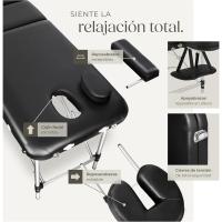 Silla de Masaje Profesional Camilla Plegable Fisioterapia, Quiromasaje, Tatuajes, Reiki, Ajustable en Altura, 2 Zonas, con Bolsa de Transporte Negro - details 4