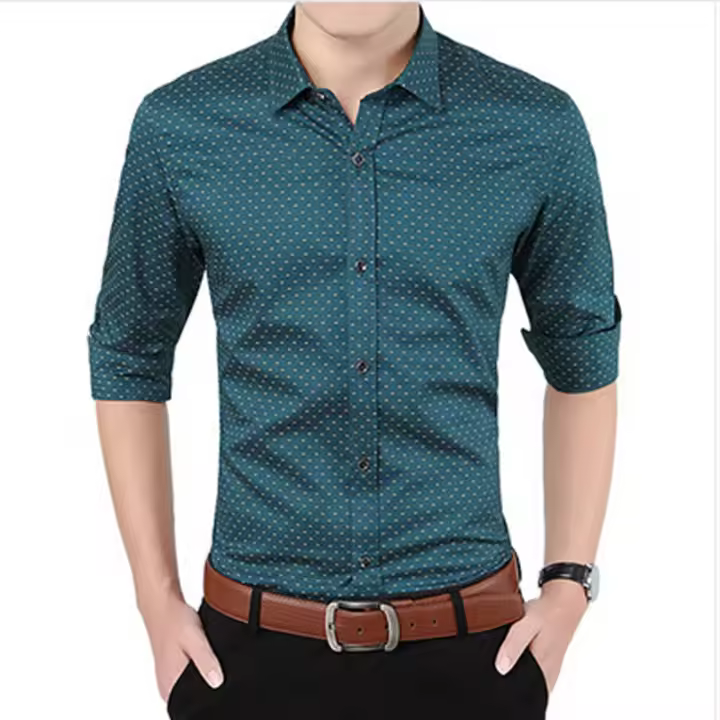 Camisa Casual a Cuadros para Hombres de Marca Nueva Moda Otoño Ajustada Manga Larga Algodón Talla Grande M-5XL - 1