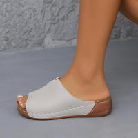 Sandalias de Cuña para Mujer Nueva Moda de Verano Punta Abierta Cómodas Transpirables con Hebilla Zapatos para Mujer Color Blanco - details 4