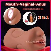 Leten 3 en 1 Copa Realista Masculina Masturbador de Vagina Ajustada para Hombres Herramienta Texturizada de Ano Boca Artificial Juguete Sexual para Masturbación. - details 1