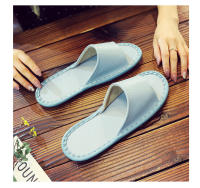 Casa antideslizante fondo suave salón de belleza piso de madera interior color sólido zapatillas de cuero para hombres y mujeres - details 34