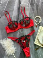 Conjunto de sujetador de encaje Floral, lencería elegante, ropa interior de lujo bien llamativa, conjuntos exóticos de encaje fino de Hada erótica Sexy, sujetador transparente - details 2