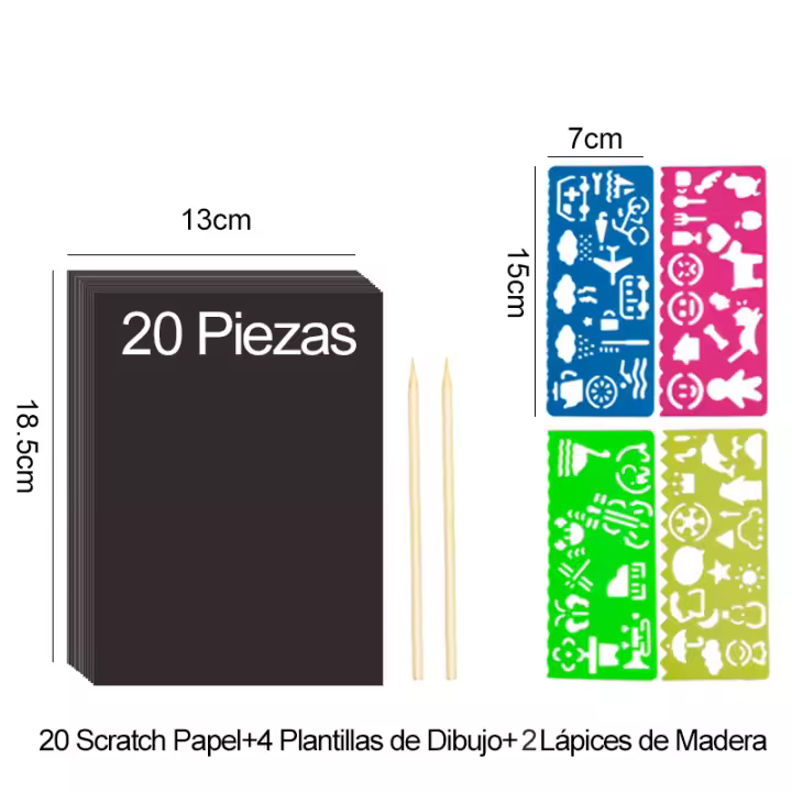 Arte de Rascar para Niños, Kit de Manualidades, juego de Pintura para Niños, 4 plantillas - 1
