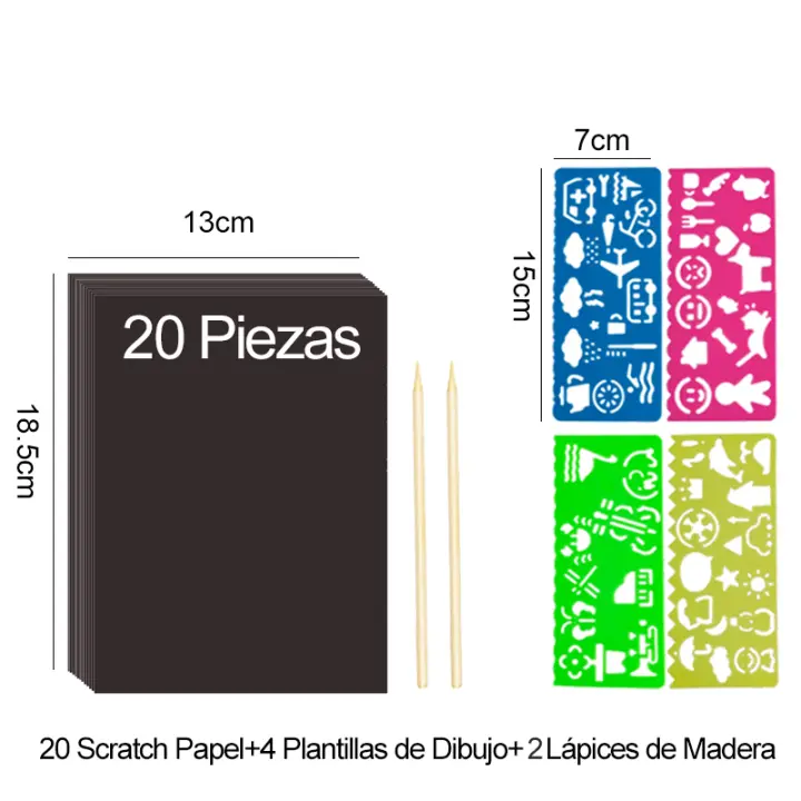 Arte de Rascar para Niños, Kit de Manualidades, juego de Pintura para Niños, 4 plantillas - 1