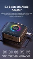 Receptor de Audio con Bluetooth 5,4 y luces de colores RGB, transmisor FM de 3,5mm, AUX, RCA, USB, HIFI, estéreo, música, pantalla LED, adaptador inalámbrico - details 0